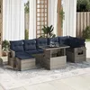 Image de vidaXL Salon de jardin avec coussins 8 pcs gris résine tressée acacia 3326522