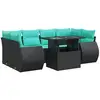 Image de Vidaxl salon de jardin avec coussins 7 pcs noir résine tressée acacia