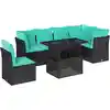 Image de Salon De Jardin 6 Pcs Avec Coussins Noir Résine Tressée Vidaxl
