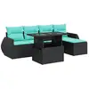 Image de Vidaxl salon de jardin 6 pcs avec coussins noir résine tressée acacia