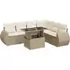 Image de Salon De Jardin Avec Coussins 7 Pcs Beige Résine Tressée Vidaxl