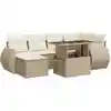 Image de Salon De Jardin Avec Coussins 7 Pcs Beige Résine Tressée Vidaxl