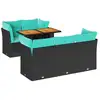 Image de Vidaxl salon de jardin 6 pcs avec coussins noir résine tressée
