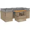 Image de Salon De Jardin Avec Coussins 7 Pcs Beige Résine Tressée Vidaxl