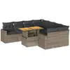 Image de Salon De Jardin 9 Pcs Avec Coussins Gris Résine Tressée Vidaxl
