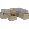 Image de Salon De Jardin Avec Coussins 7 Pcs Beige Résine Tressée Vidaxl