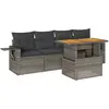 Image de Salon De Jardin 5 Pcs Avec Coussins Gris Résine Tressée Vidaxl