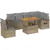 Image de Salon De Jardin Avec Coussins 7 Pcs Beige Résine Tressée Vidaxl