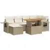 Image de Salon De Jardin Avec Coussins 7 Pcs Beige Résine Tressée Vidaxl