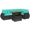 Image de Vidaxl salon de jardin 6 pcs avec coussins noir résine tressée