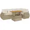Image de Salon De Jardin Avec Coussins 6 Pcs Beige Résine Tressée Vidaxl