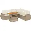 Image de Salon De Jardin Avec Coussins 7 Pcs Beige Résine Tressée Vidaxl