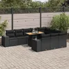 Image de vidaXL Salon de jardin 10 pcs avec coussins noir résine tressée acacia 3327422