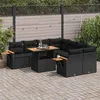 Image de vidaXL Salon de jardin avec coussins 9 pcs noir résine tressée acacia 3327576