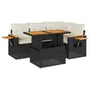 Image de Salon De Jardin 5 Pcs Avec Coussins Noir Résine Tressée Acacia Vidaxl