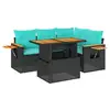 Image de Vidaxl salon de jardin 5 pcs avec coussins noir résine tressée acacia