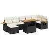 Image de Salon De Jardin Avec Coussins 8 Pcs Noir Résine Tressée Acacia Vidaxl