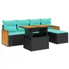Image de Vidaxl salon de jardin 6 pcs avec coussins noir résine tressée acacia