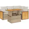 Image de Salon De Jardin Avec Coussins 5 Pcs Beige Résine Tressée Acacia Vidaxl