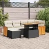 Image de vidaXL Salon de jardin avec coussins 7 pcs noir résine tressée acacia 3327731