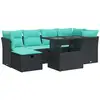Image de Vidaxl salon de jardin avec coussins 7 pcs noir résine tressée acacia