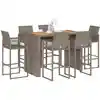 Image de Ensemble De Bar De Jardin 7 Pcs Sans Coussins Gris Poly Rotin Vidaxl
