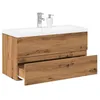 Image de vidaXL Meuble avec vasque intégrée chêne artisanal 91x395x49 cm armoire lavabo de salle de bain meuble de salle de bain 3328926