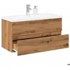 Image de vidaXL Meuble avec vasque intégrée chêne artisanal 101x395x49 cm armoire lavabo de salle de bain meuble de salle de bain