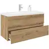 Image de Meuble Lavabo Avec Bassin Et Robinet Intégrés Chêne Artisanal Vidaxl