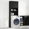 Image de Meuble de machine à laver chêne noir 64x24x190 cm