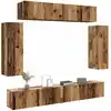 Image de Ensemble De Meuble Tv Mural 6 Pcs Vieux Bois Bois D'ingénierie Vidaxl