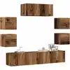 Image de Ensemble De Meuble Tv Mural 7 Pcs Vieux Bois Bois D'ingénierie Vidaxl