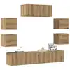 Image de Ensemble De Meuble Tv Mural 7 Pcs Chêne Artisanal Vidaxl
