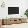 Image de vidaXL Meuble TV avec lumières LED chêne artisanal bois dingénierie support TV buffet de télévision meuble multimédia 3329166