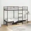 Image de Lit Superposé Sans Matelas Noir 75x190 Cm Acier Vidaxl