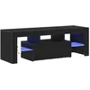 Image de Meuble TV moderne - vidaXL - 120x35x40 cm - Chêne Noir - Bois dingénierie - Éclairage LED - 1 porte affleurante