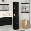 Image de Meuble de salle de bain - Noir - Bois dingénierie - 25x25x170 cm - Design contemporain