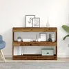 Image de Bibliothèque - Paravent en bois vieilli - 100x30x72 cm - 3 étagères - Finition mate