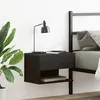 Image de Table de chevet murale en bois noir aggloméré