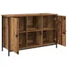 Image de Meuble TV mural bois ancien - vidaXL - 101x35x65 cm - Bois dingénierie - Rustique - 2 portes - 2 étagères