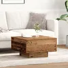Image de Table Basse - Bois Ancien - 55x55 cm - Style Campagne - Tiroir Pratique