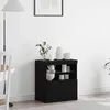 Image de vidaXL Buffet LED Noir 605 x 37 x 67 cm Bois dingénierie 863029