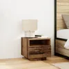 Image de Lot de 2 tables de chevet vintage en bois massif récupéré avec lumières LED 40x39x37 cm