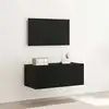 Image de Meuble Tv Mural Chêne Noir 80 X 35 X 31 Cm Bois D'ingénierie Vidaxl