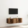 Image de Meuble Tv Mural Avec Led 2 Pcs Bois Ancien 100 X 35 X 31 Cm Vidaxl