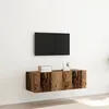 Image de Meuble TV - Bois ancien - 100x35x31 cm - Éclairage LED - 2 portes