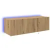 Image de Vidaxl meuble tv mural avec led chêne artisanal 100 x 35 x 31 cm