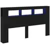Image de Vidaxl tête de lit led avec étagère chêne noir 180 x 18,5 x 103,5 cm