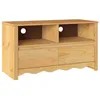 Image de Meuble TV en chêne massif - vidaXL - 99x43x55 cm - Naturel - Deux tiroirs - Gestion des câbles - Assemblage facile