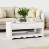 Image de Table basse DRAMMEN Blanche 99x55x45 cm en bois massif de pin